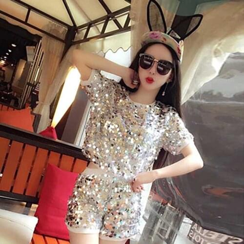 Jazz Dance Costumes Women Black Sequined Stage Dance Costume Cheerleader Costume Girls Hip Hop Clothes Singer Performance Wear