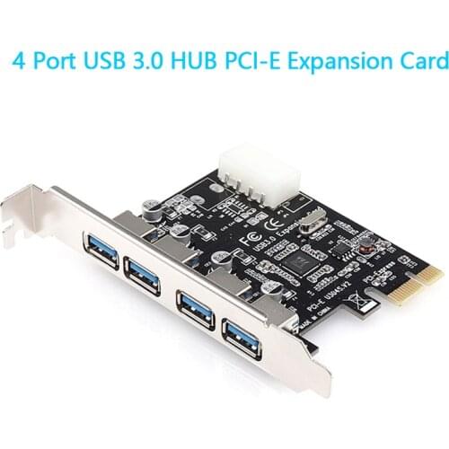 Kebidumei 4-port USB 3.0 PCI-e Expansion Card PCI Express PCIe USB 3.0 Hub Adapter 4-port USB 3 0 PCI E PCIe Express 1x