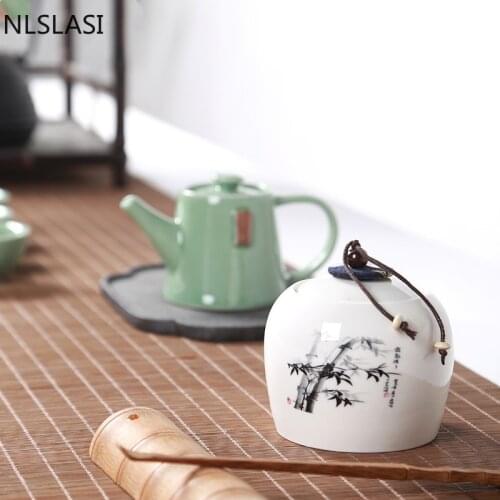 Ceramics Tea Caddy oolong Tieguanyin Containers travel tea bag storage box Portable Sealed porcelain tea Jar coffee canister