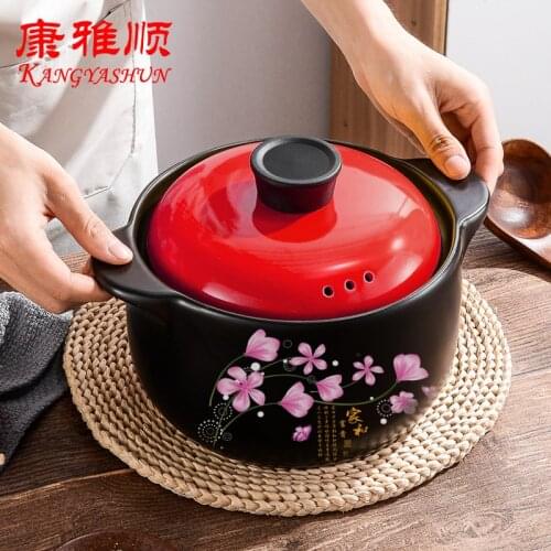 2.5L Korean Heat Resistant Soup Casserole High Temperature Open Flame Gas Heat Resistant Porcelain Casserole