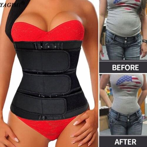 YAGIMI Logo Print Waist Trainer Body Shaper Corset Neoprene Sweat Belt Colombianas Fajas Shapewear Workout Lose Weight Girdles