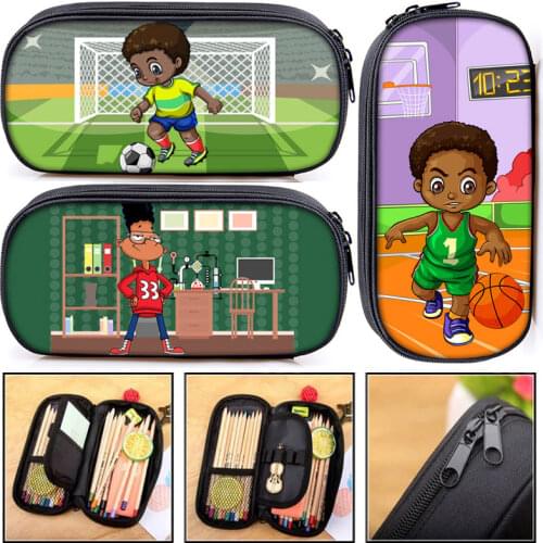 Handsome Black Boys King Cosmetic Bag Afro Brown Boys Pencil Box Stationary Bags Teenagers Pencil Bag School Supplies Gift