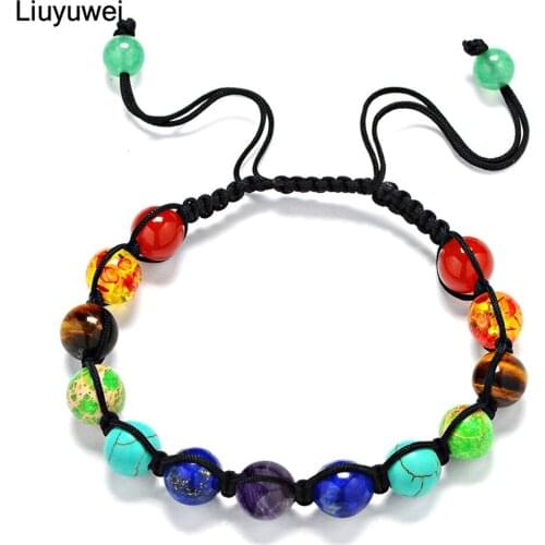 Liuyuwei 8mm Reiki 7 Chakra Jewelry Bracelet Femme Bracelets Women Natural Stone Yoga Meditation Fashion Womens Gift YWSL0029