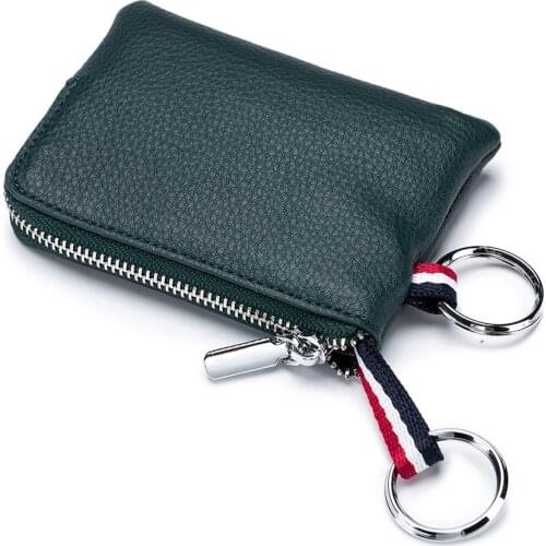 3 Colors Option Light Small Key Ring Design Split Leather Palms Coin Bag Large Capacity Men Mini Wallet