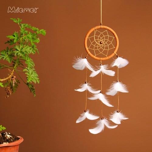 MIAMOR 6 colors White Feather Dreamcatcher Home Kids Bedroom Wall Hanging Decor Cafe & Bar & Wedding Pendant Decor Gift Amor1181