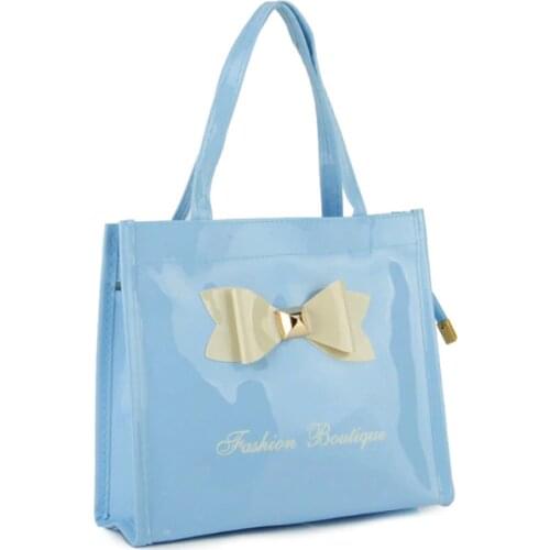 AFKOMST MINI Girls Bag Bright Patent Leather Handbag Bow Design Cute Solid Shoulder Bag For Women Candy Bag QQ2064