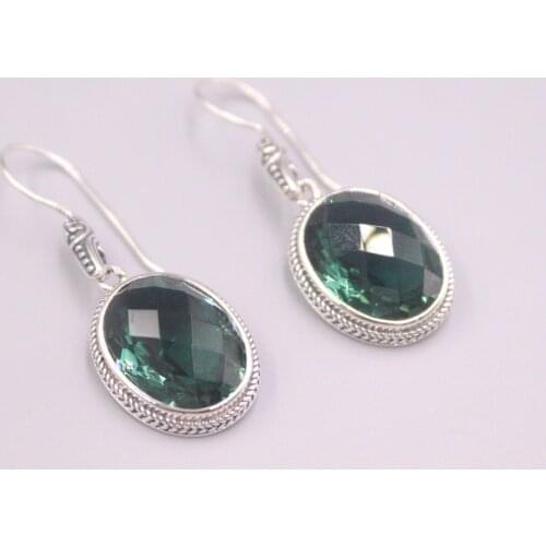 Real Silver 925 Earrings Drop For Women Female Girl Gold Korean Earrings Green Crystal Raindrop Charms Earrings Hook