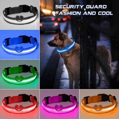 Nylon LED Pet Dog Collar,Night Safety Flashing Glow In The Dark Dog Leash,Dogs Luminous Fluorescent Collars Pet Supplies