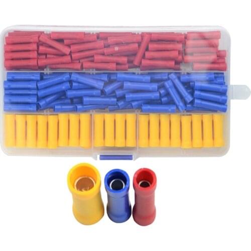 New 200 PCS Insulated Straight Wire Butt Splice Terminals Electrical Crimp Connector Assortment Kit