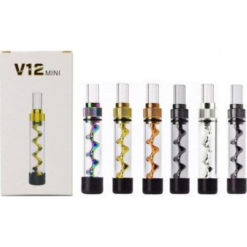 Top Quality V12 Mini Twisty Glass Blunt Tobacco Dry Herb Kit Portable Mini Herbal Tobacco Grinder Filter Pipe Smoking Accessory