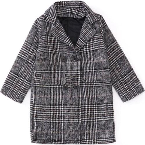 Kids Girl Overcoat Plaid Wool Winter fashion Coat for girls Teens autumn jacket Thick long outerwear Children Windproof 13 years