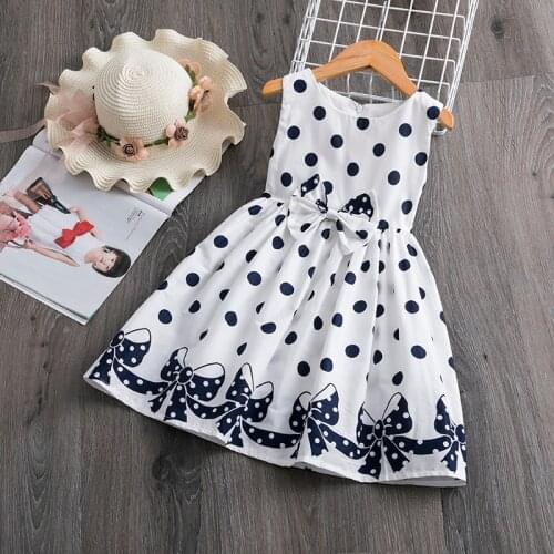 Polkadot Dresses For Girls 2021 Summer Mesh Girls Dress Kids Bow Clothes Baby Girl Casual Dress Children Princess Party Clothes