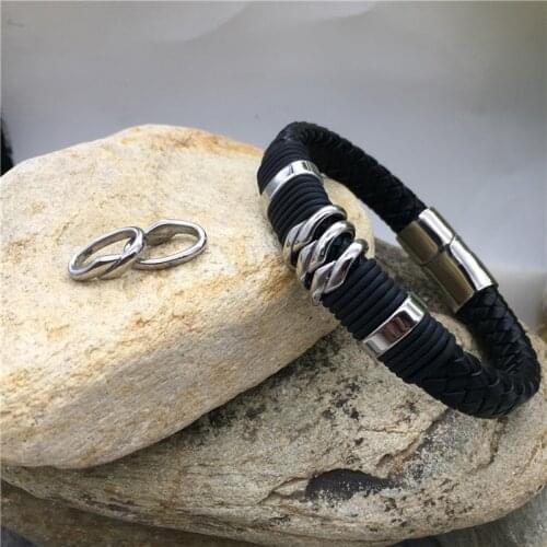 High Polished 6*12mm Hole Size 316l Stainless Steel Snake European Big Hole Beads for Men Bracelet DIY Beads Jewelry