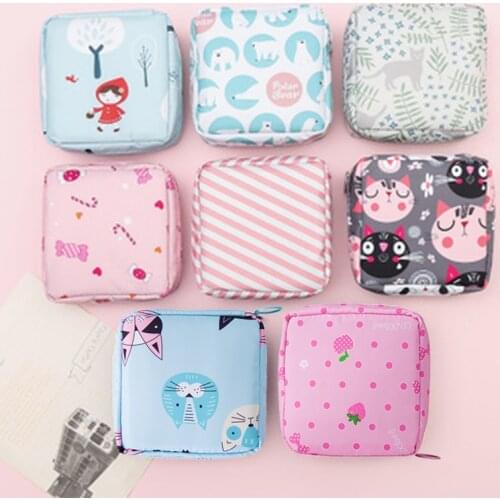 Portable Square Sanitary Towel Napkin Pad Tampon Purse Bag Organizer Pouch Girls Feminine Hygiene Pad Storage Large