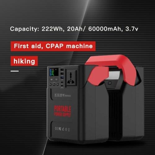 Long Lasting 222Wh 60000mAh Portable Solar Generator Smart Energy Storage Solar Battery Power Bank for Outdoor Camping Emergency