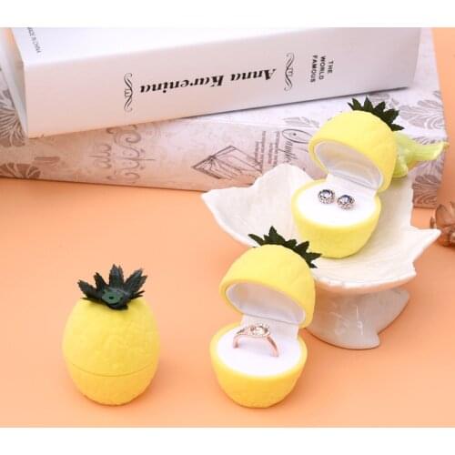 Ring Earring Empty Jewelry Storage Bag Yellow Pineapple Jewelry Holder Portable Cuet Travel Case Wedding Supplies Women Gift Box