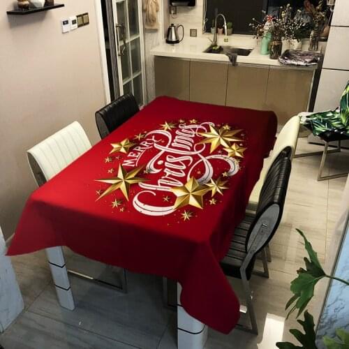 Christmas Tablecloth Kitchen Dining Table Decorations Santa Claus Print Home Rectangular Party Table Covers Christmas Ornaments