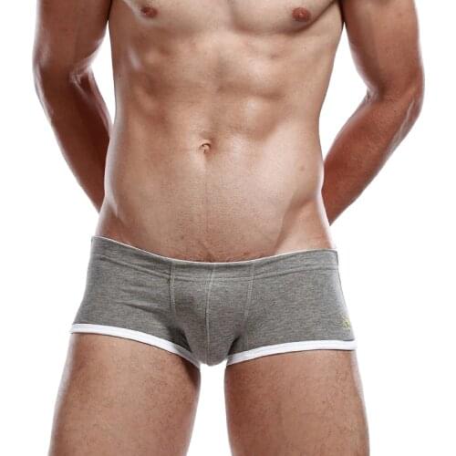 SEOBEAN Mens cotton boxer underwear solid print low-rise shorts 6 Colors