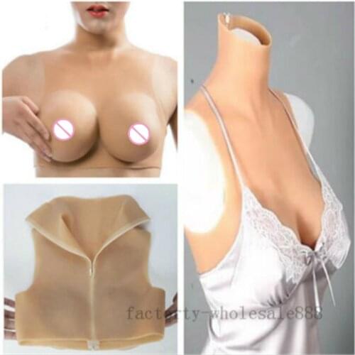 Silicone Breast Half-length Tights E-cup Form Back Strap with Zipper for Easy Wearing