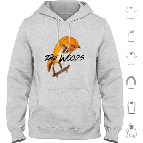 Skater Fox Hoodies Long Sleeve Fox Skate Skateboard Graphic Woods The Woods Animals Brand