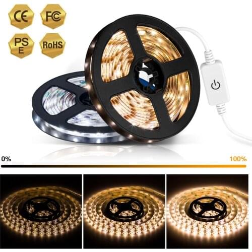 1 - 3M Super Bright SMD2835 Dimmable 5V Led tape Dimmable Touch Sensor Cool white/ warm white DC USB Strip Flexible light D4