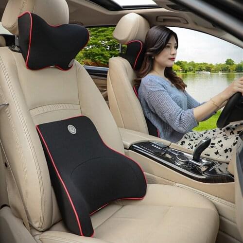 Car Seat Headrest Neck Pillow Car High-Quality Memory Foam Head Support Cushion Lumbar Pillow Breathable Car Accessories