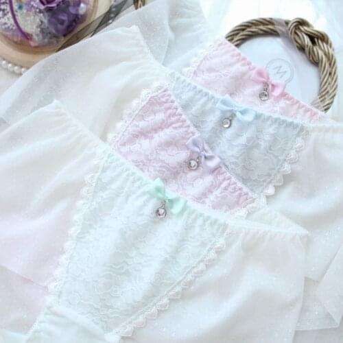 Ultra-thin Mesh Panties Woman Big Size Sexy Lace Bow Transparent Cute Underwear Plus Size Kawaii Panties Large Sizes 5XL 7XL