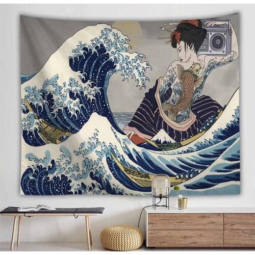 Van Gogh Landscape Ocean Wave Tapestry Wall Hanging Backdrop Decor Hippie Tapestry Cloth Art Wall Tapestry Blanket Beach Towel