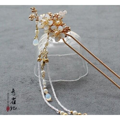 Vintage handmade hair bun kimono COSPLAY shell flower pearl tassel hairpin hair sticks Hair accessories Headwear do-up tools