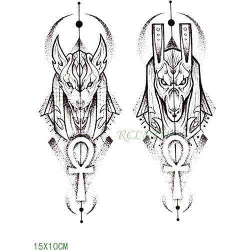 Waterproof Temporary Tattoo Sticker protector of Ancient Egypt Egyptian totem Anubis fake tatto flash tatoo for men women girl