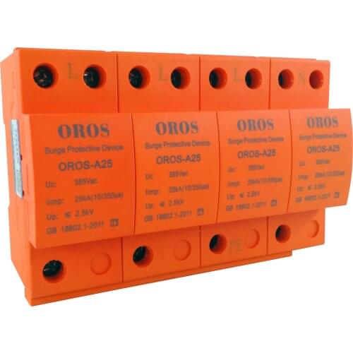 First-level Lightning Surge Surge Protector 15KA 25A Three-phase Power Surge Protector Protector Lightning Arrester 380V 4P