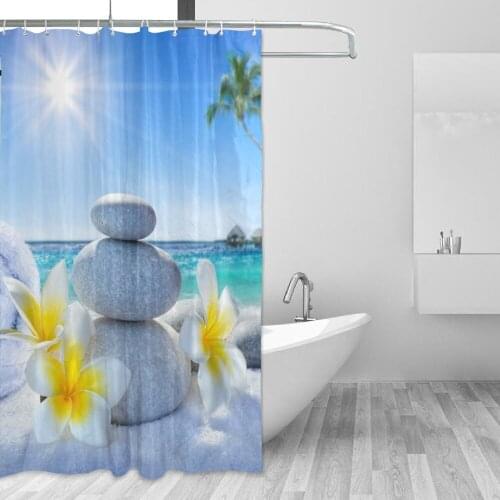 Stone Waterproof Shower Curtain Serenity Bathroom Decor Elegant Flower Decoration Cortina De Bano 2018 Bath Curtain Gift