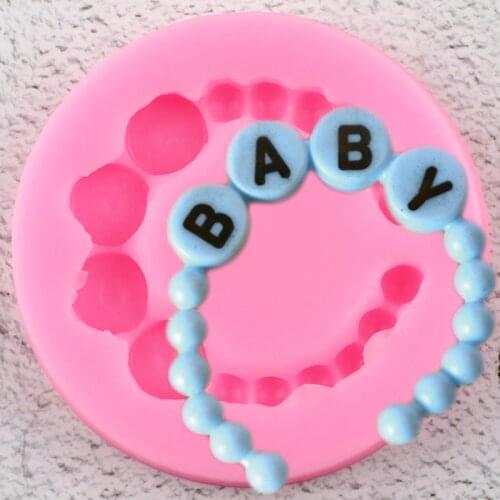 Pearl Necklace Silicone Mold DIY Baby Birthday Cupcake Topper Fondant Cake Decorating Tools Candy Clay Chocolate Gumpaste Moulds