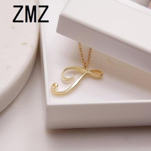 ZMZ 10pcs/lot 2019 Europe/US fashion English letter pendant lovely letter T text necklace gift for mom/girlfriend party jewelry