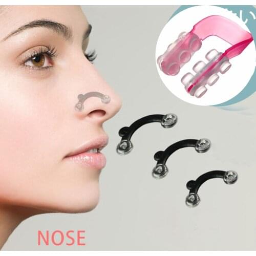 1 Set Beauty Nose Up Lifting Shaping Clip Clipper Shaper Bridge Straightening 3 Size Nose Clip Corrector Massage Tool No Pain
