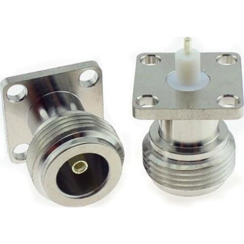 10pcs 17.5x17.5mm N type female RF Adapter N Type Connector FeMale RF COAX connector 4-hole panel mount