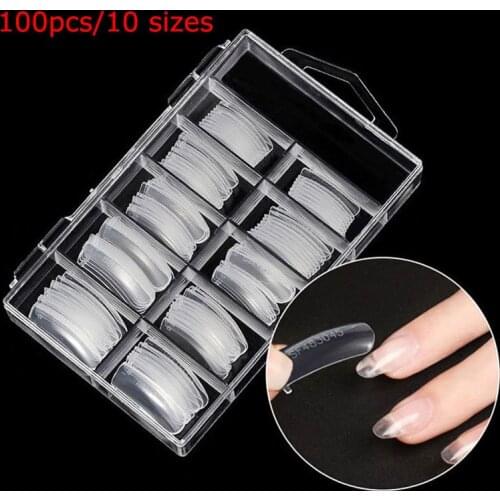 100pcs Nail Extension Glue Model Nail Piece Extend The Non-paper Support Crystal Nail Model Nail Piece Nail Salon Tools Supplies