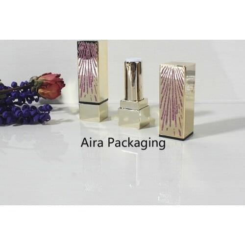 12.1mm Square High Class Gold Empty Lip balm ContainerHigh-end Cosmetic Lip Balm Bottle Lip Rouge Storage Tube 30pcs/lot