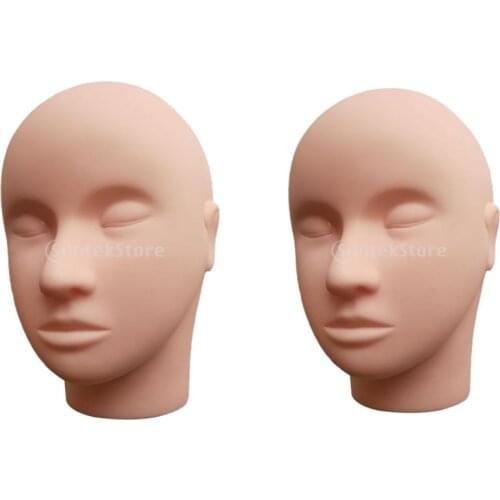 2pcs Silicone Makeup Eyelash Extension Face Paint Training Flat Mannequin Head