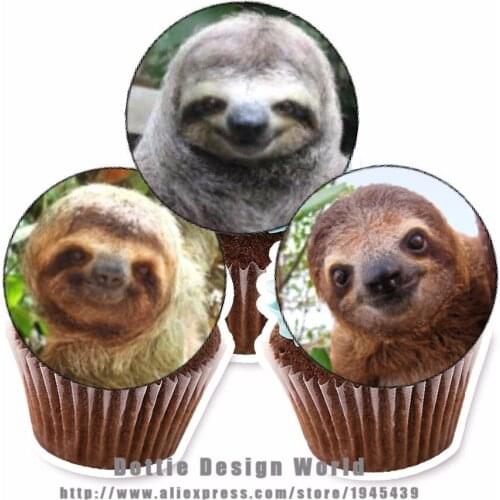 24 Sloth Cake Topper Wafer Rice Paper for Cake Cupcake Cookie Topper Decoration Birthday Baby Shower Wedding Cake Decor