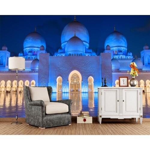 Emirates Grand Mosque Abu Dhabi city photo 3d wallpaper papel de parede,living room sofa TV wall bedroom wall papers home decor