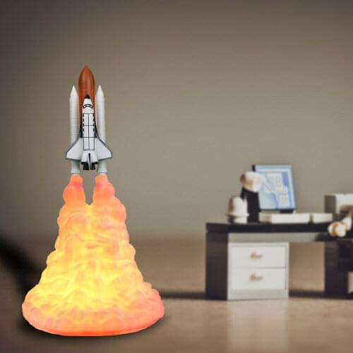 3D Print Space Shuttle Rocket Night Light LED Table Desk Lamp Room Decor Gift