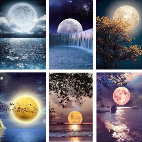 5d Diamond Painting Landscape Moon DIY Cross Stitch Kits Diamond Embroidery Mosaic Living Room Home Decor