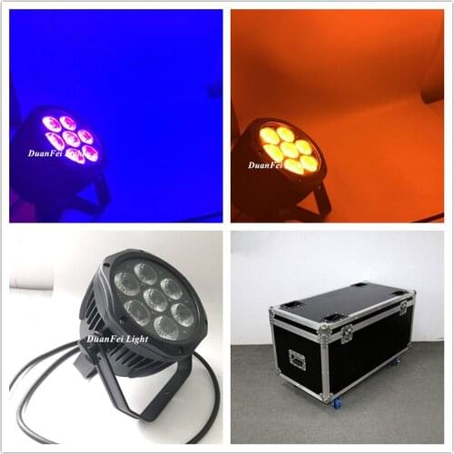 8pcs+Flycase) Dj disco mini rgbwa uv led par 7x18w 6in1 par led powercon plug stage wash par led