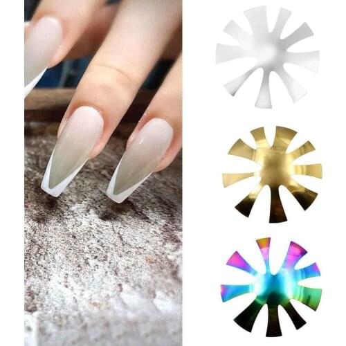 9 Sizes Easy French Smile Cut Nail Art Edge Metal Trimmer V Line Almond Shape Manicure Acrylic French Nails As Styling Template