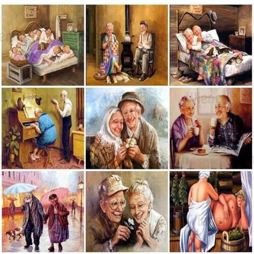 Diamond Painting Full Square/Round Diamond Old Couple Family Warm Life Painting 5D Diamond Embroidery Cross Stitch Kit Wall Art