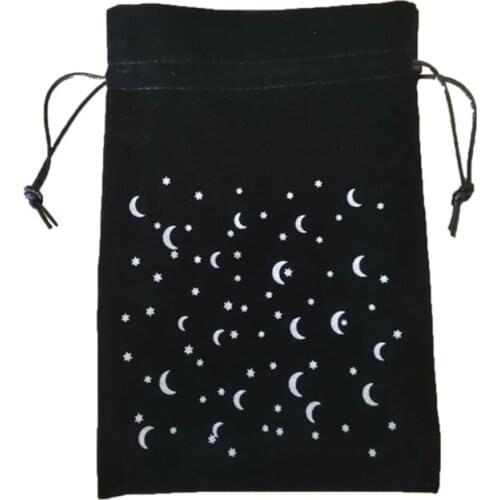 Star Moon Velvet Bag Board Game Tarot Oracle Cards Bag Witch Divination Crystal Storage Bag Jewelry Drawstring Package