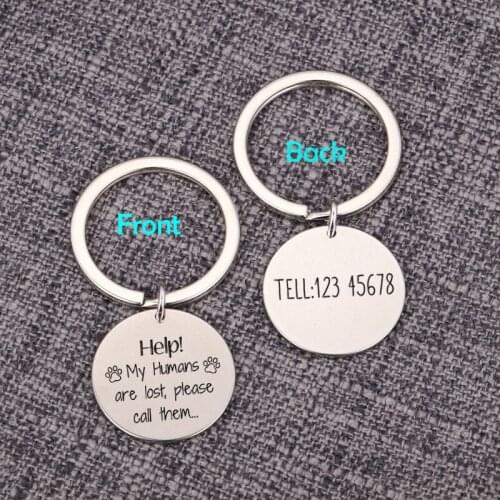 Stainless Steel Keychain Personalized Dog Cat Pet ID Tags Engraved Dog Mom Phone Number Collar Tag Pendant Pet Accessories