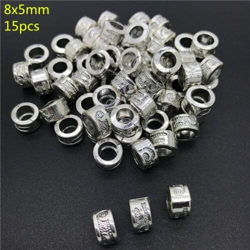 8x5mm 15pcs Alloy Beads Cap Ancient Silver Charms Key Shape Pendant Charms For Jewelry Making DIY Accessories PJ016