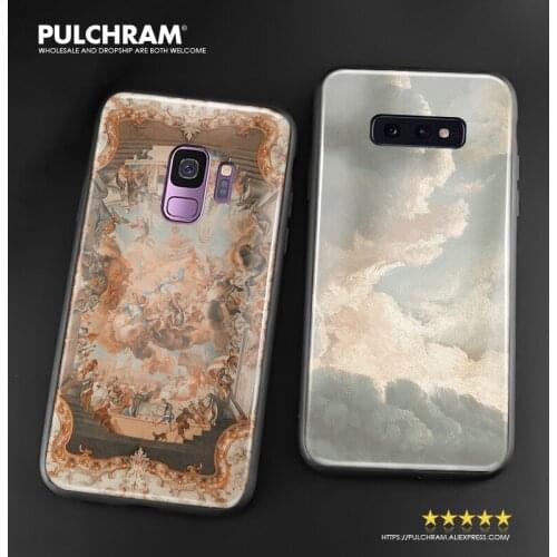Pastel Baroque religious art Aesthetics soft silicone glass phone case shell for Samsung Galaxy S8 S9 S10e S10 Note 8 9 10 Plus
